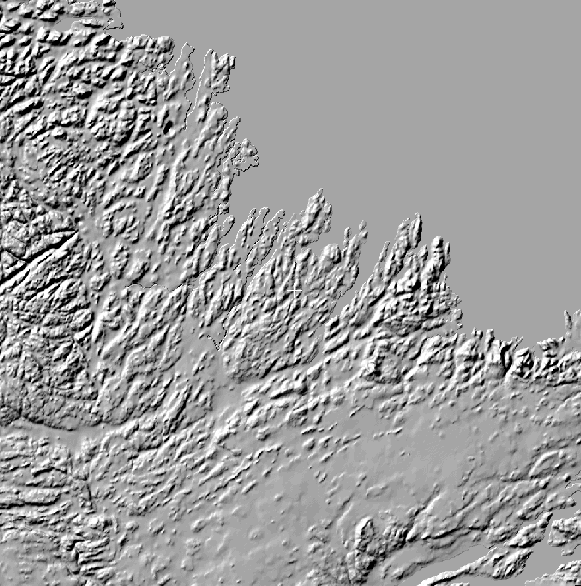Shaded Relief image of the 250k Study Area
