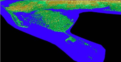 Color Shaded Relief Models of Pointe Du Chene, New Brunswick with flood