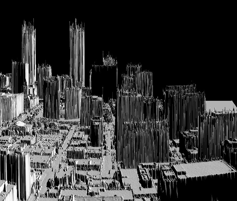 3D perspective view with LIDAR all hits point data of downtown Toronto