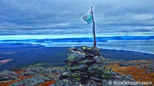 Labrador Flag perched on top of Mountain