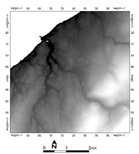 Digital elevation model (DEM) of Lismore, Nova Scotia