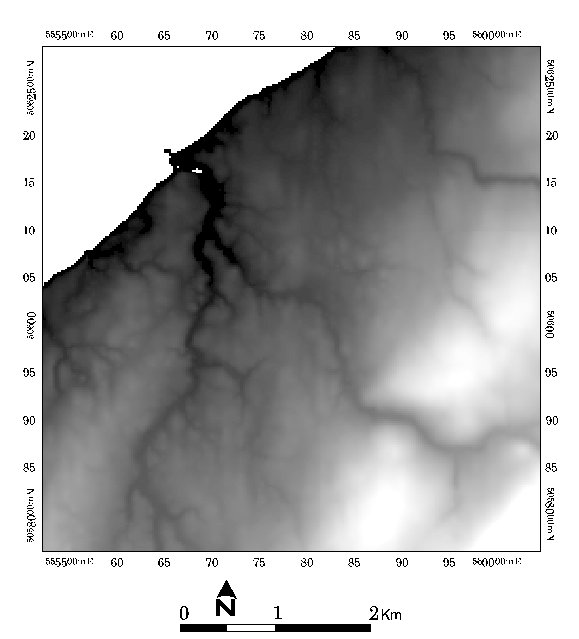 Digital elevation model (DEM) of Lismore, Nova Scotia