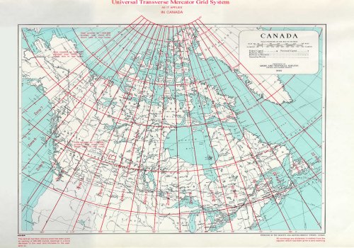 map showing UTM zones in Canada